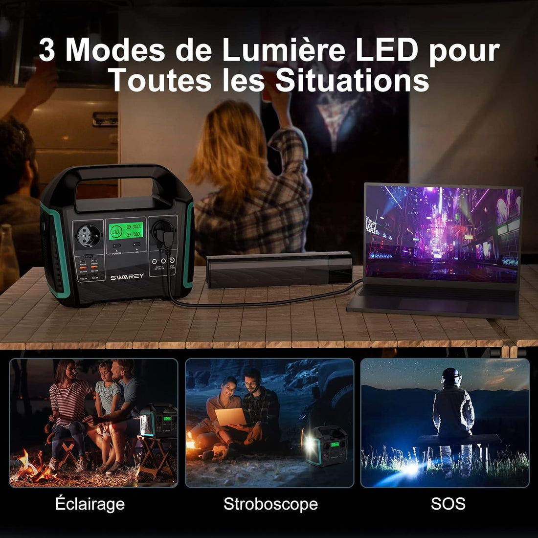 Générateur Electrique Portable 1000W Batterie Externe 220V Super Silencieux Sortir AC/USB/Type-C/QC 3.0