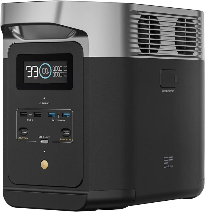 EcoFlow DELTA 2 Station électrique portable avec capacité évolutive de 1-3 kWh, batterie LFP, charge rapide, générateur solaire pour alimentation de secours domestique, balcon, camping et camping-cars