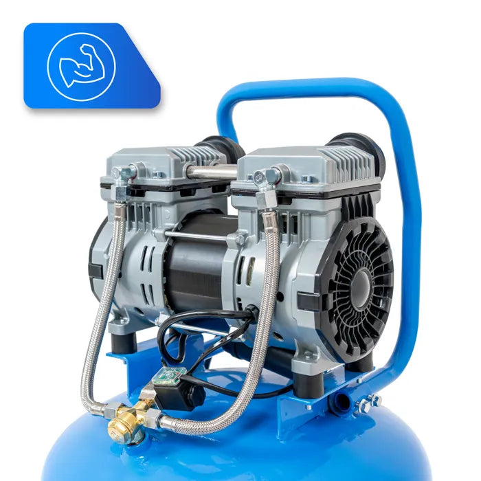 Compresseur à huile HEXWELT 50L 1500W – 8 BAR | 2 Cylindres | Kit Pneumatique Complet 5-en-1
