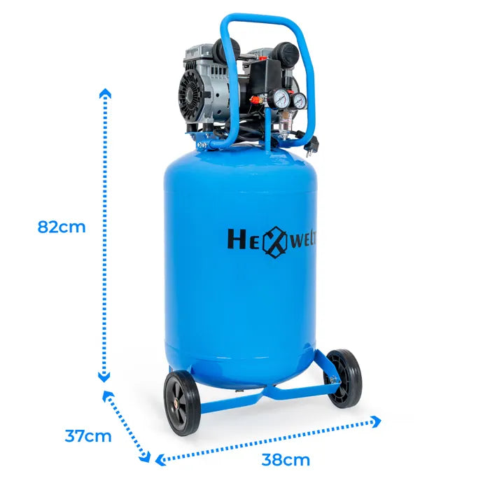 Compresseur à huile HEXWELT 50L 1500W – 8 BAR | 2 Cylindres | Kit Pneumatique Complet 5-en-1