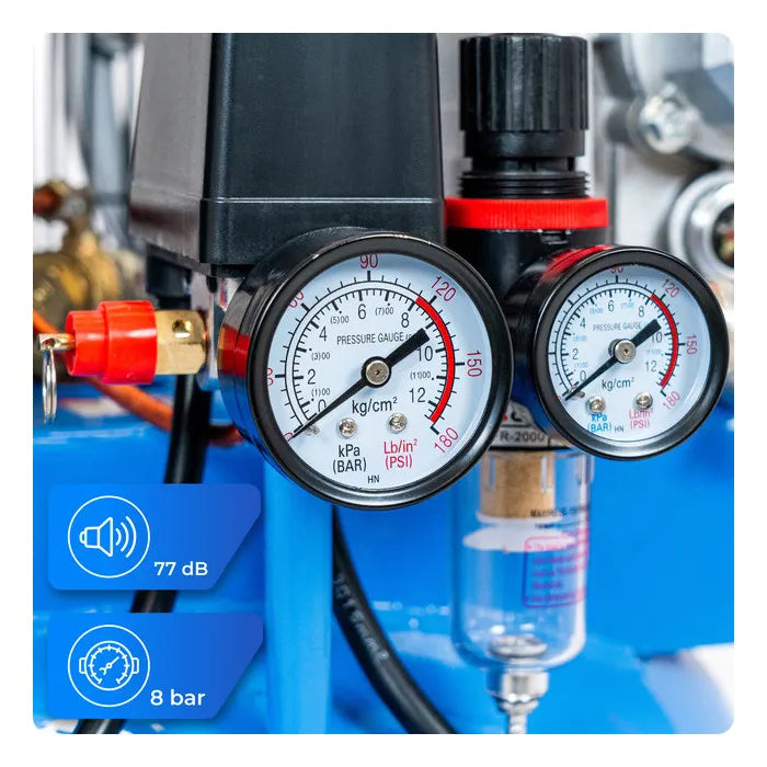 Compresseur à huile HEXWELT 100L 1800W – 8 BAR | 1 Cylindre en Fonte | Silencieux et Professionnel