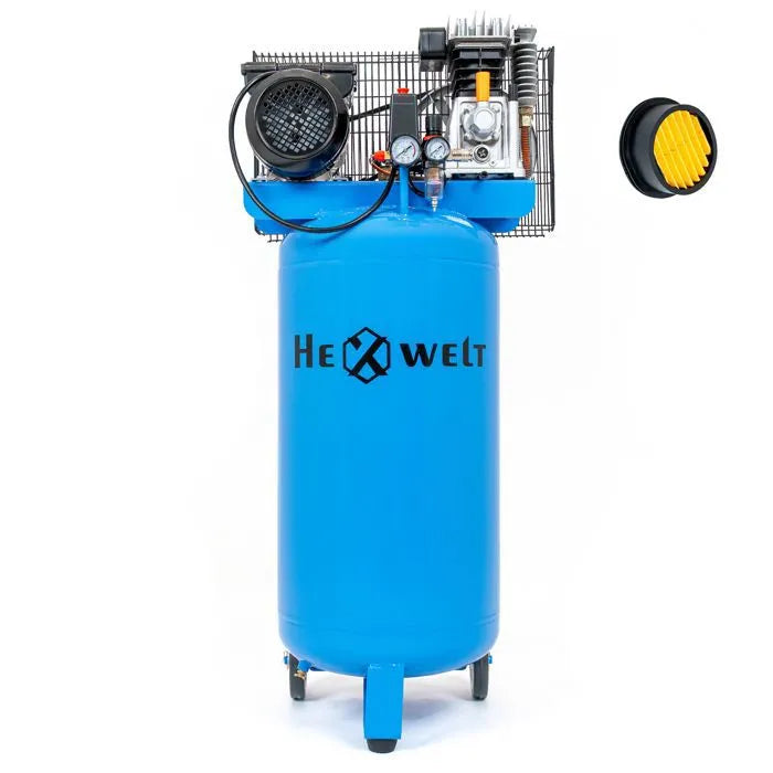 Compresseur à huile HEXWELT 100L 1800W – 8 BAR | 1 Cylindre en Fonte | Silencieux et Professionnel