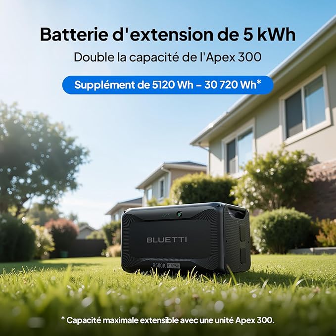 BLUETTI B500K Batterie d'Extension, LiFePO4 5120Wh pour Station d'alimentation AC200L AC300 AC500 AC200MAX, Batterie Additionnelle pour Maison, Urgence