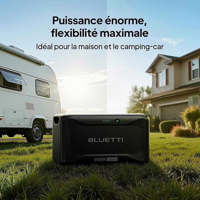 BLUETTI B500K Batterie d'Extension, LiFePO4 5120Wh pour Station d'alimentation AC200L AC300 AC500 AC200MAX, Batterie Additionnelle pour Maison, Urgence