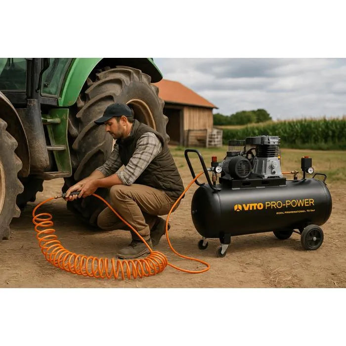 Compresseur d'Air Professionnel VITO 200 Litres – 4 CV (3000W) | 10 BAR | À Courroie | Débit 400 L/min