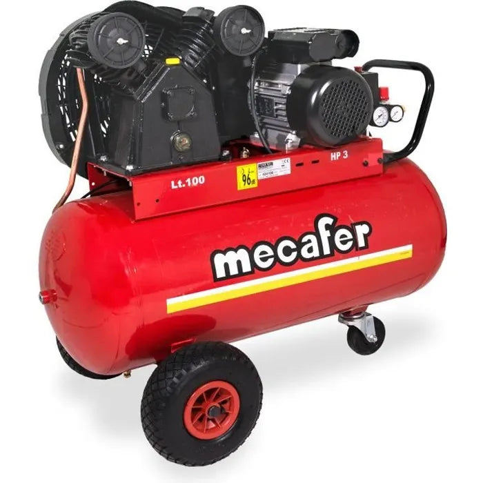 Compresseur MECAFER 100L – 3CV – Bicylindre V fonte – 10 bars