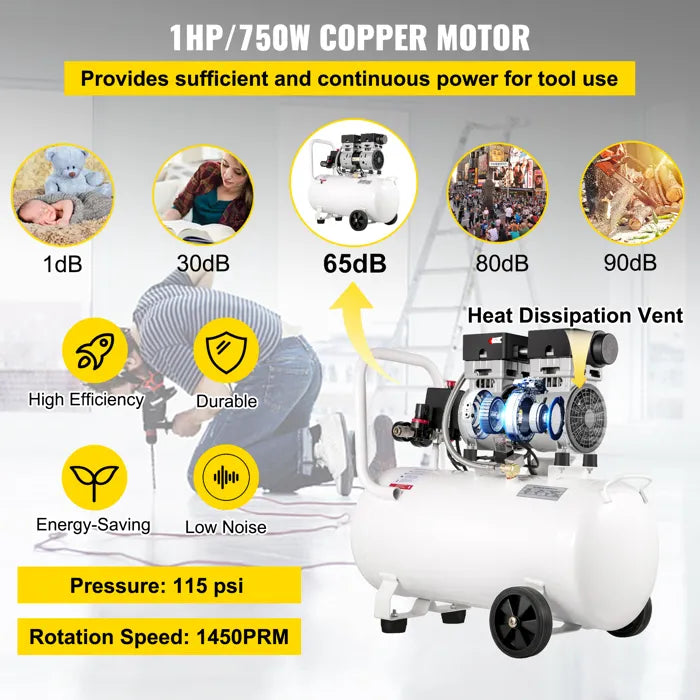 Compresseur d’air DUOKU KYJ-6554 – 50L Ultra silencieux – 750W