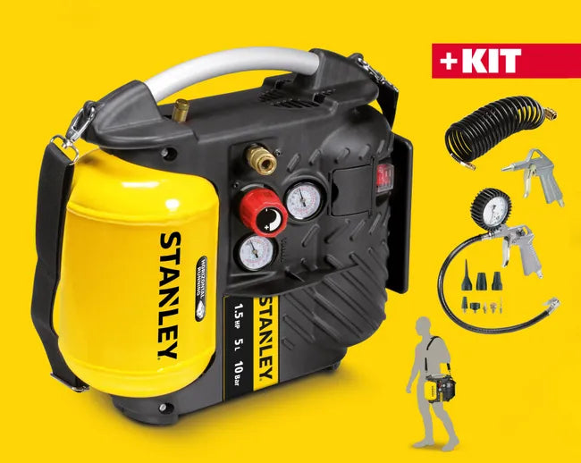 Compresseur de loisirs STANLEY 5L 1.5 cv avec accessoires